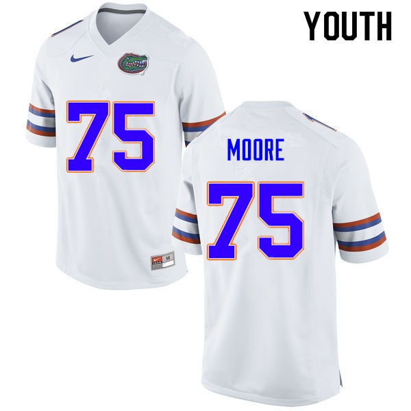Youth #75 T.J. Moore Florida Gators College Football Jersey White